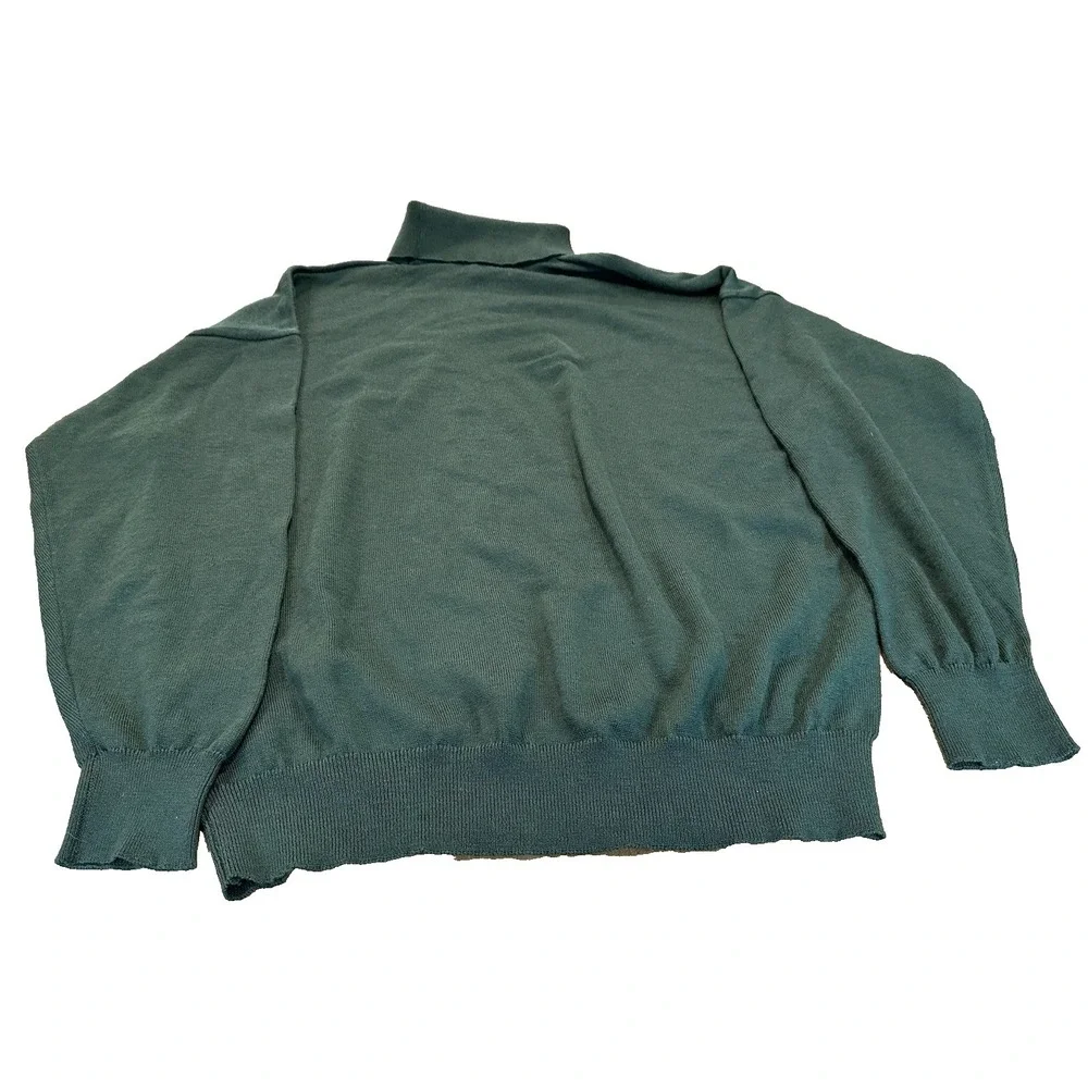 Vintage Lacoste Green 100% Wool Mens Turtleneck Size 7 US XXL Made France Logo